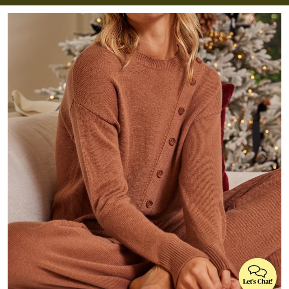 Summersalt cashmere blend light sweater with asymmetrical buttons